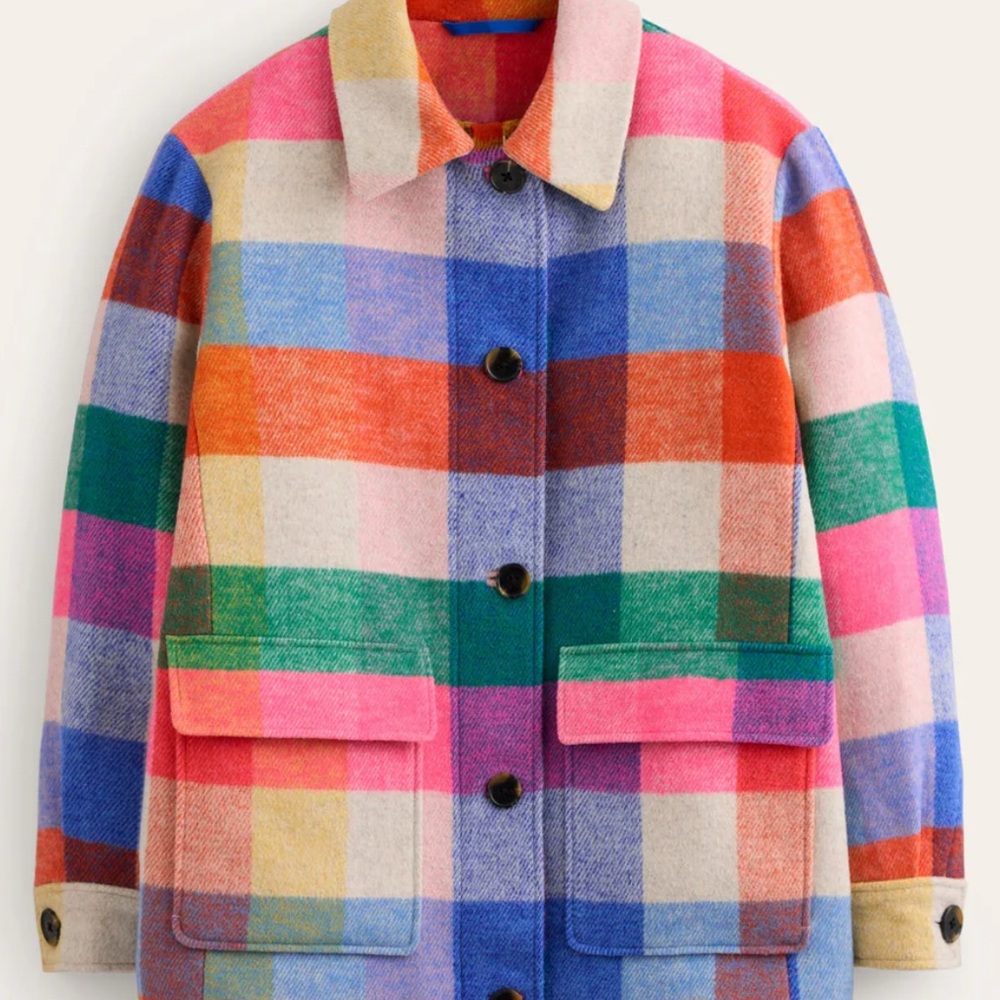 Boden Multicolor Plaid Pea Coat